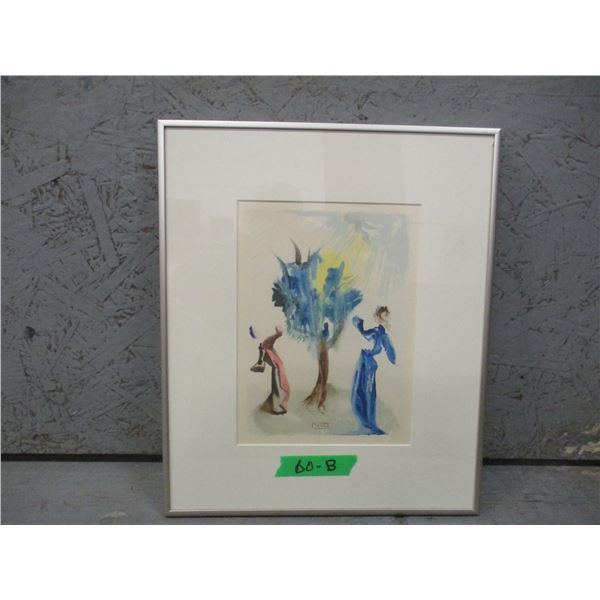 ESTATE:  FRAMED PICTURE OF PEOPLE LOOKING AT TREE