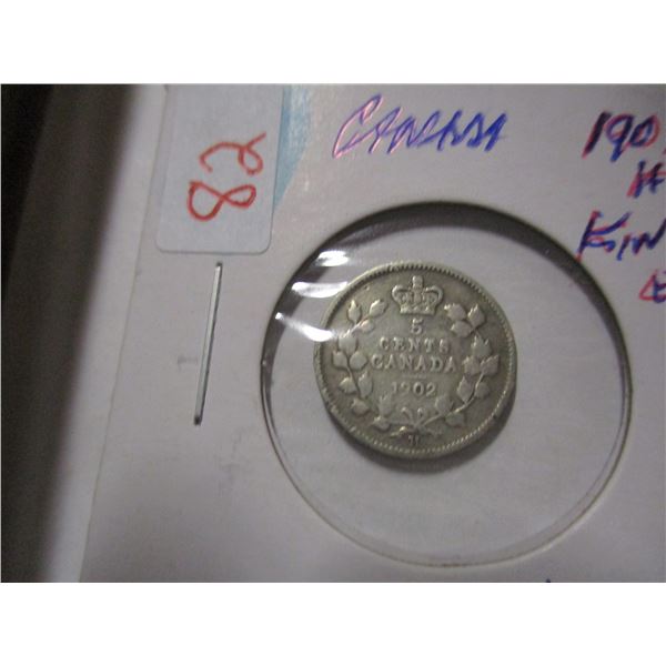 1902 H CANADA KING EDWARD VII SILVER FIVE CENT