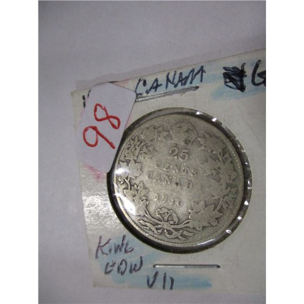1910 CANADA KING EDWARD VII SILVER QUARTER