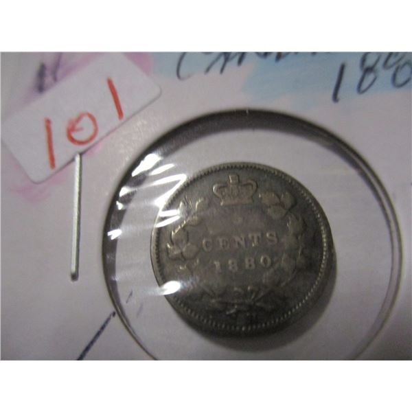 1880 CANADA VICTORIAN SILVER FIVE CENT