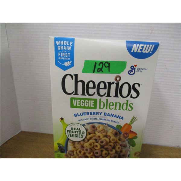 SHELF PULLS (AS IS):  CHEERIOS VEGGIE BLENDS WITH BLUEBERRY & BANANA CEREAL (300G) - BOX