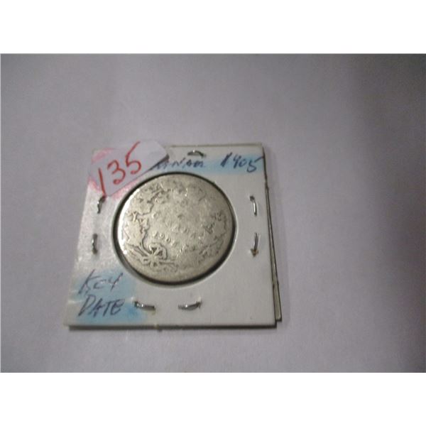 1905 KEY DATE KING EDWARD VII SILVER QUARTER