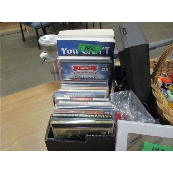 FLAT C/W BOOKS, RADIO, CD'S, BASKET, ETC