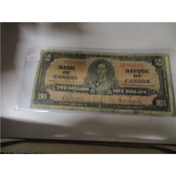 1937 BANK OF CANADA KING GEORGE VI $2 BILL