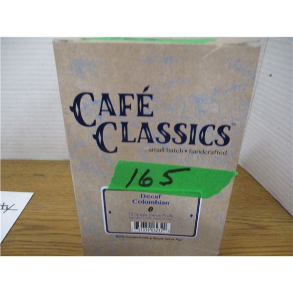 SHELF PULLS (AS IS):  DECAF COLUMBIAN COFFEE (15 SINGLE SERVE PODS) - BOX