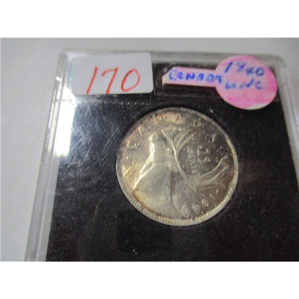 1940 UNCIRCULATED KING GEORGE VI CANADA SILVER QUARTER