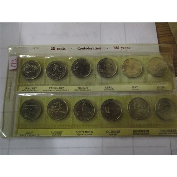 125 YEAR CANADA CONFEDERATION 12 MINT COINS