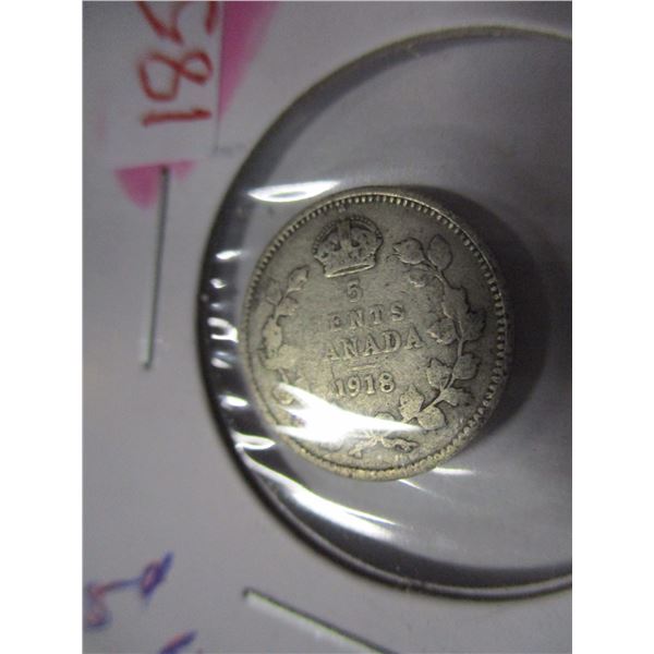 1918 KING GEORGE V SILVER FIVE CENT