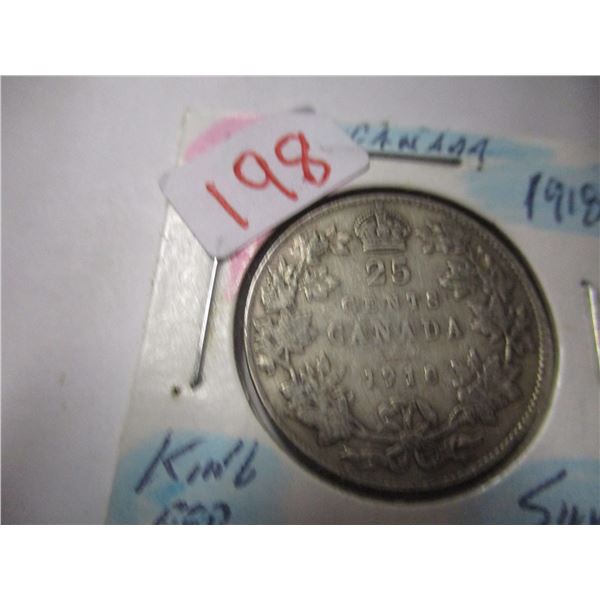 1918 CANADA KING GEORGE V SILVER QUARTER