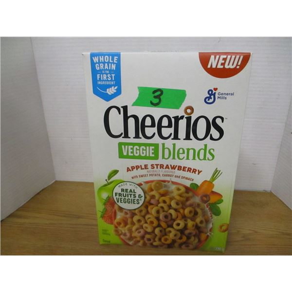 SHELF PULLS (AS IS):  CHEERIOS VEGGIE BLEND WITH APPLE & STRAWBERRY CEREAL (300G) - BOX