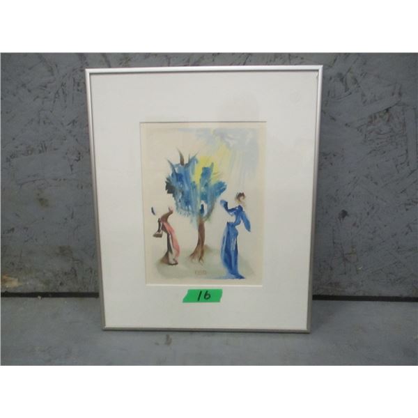 ESTATE:  FRAMED PICTURE OF TREE & TWO PEOPLE