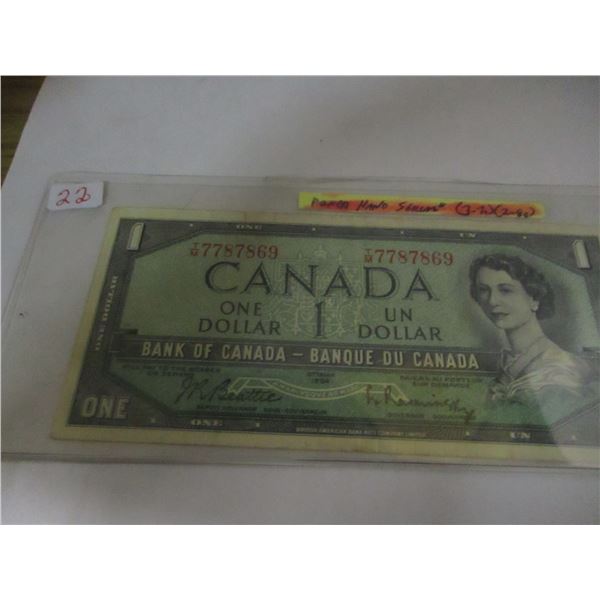 1954 CANADA $1 BILL
