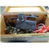 Image 2 : WOOD BOX C/W TOOLS, 12 VOLT COMPRESSOR, GOGGLES, ETC