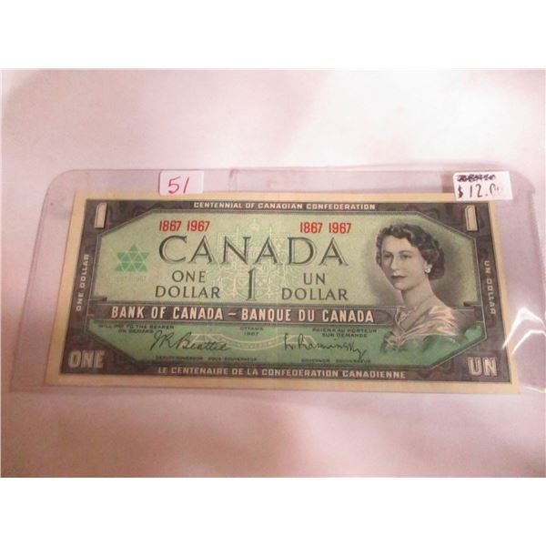 1867 - 1967 CANADA CENTENNIAL DOLLAR WITH SERIAL NUMBER
