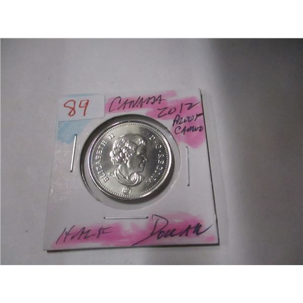 2012 PROOF CAMEO CANADA HALF DOLLAR