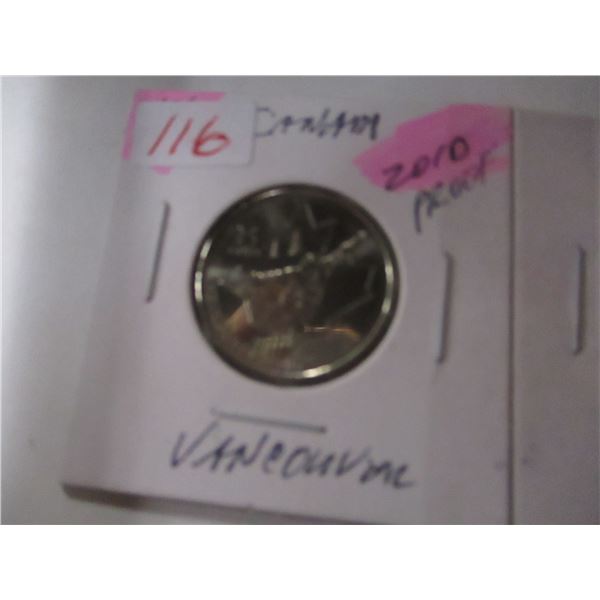 2010 PROOF OLYMPIC VANCOUVER QUARTER