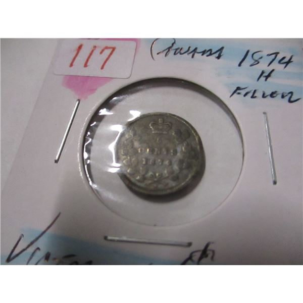1874 VICTORIAN (FILLER) CANADA SILVER FIVE CENT