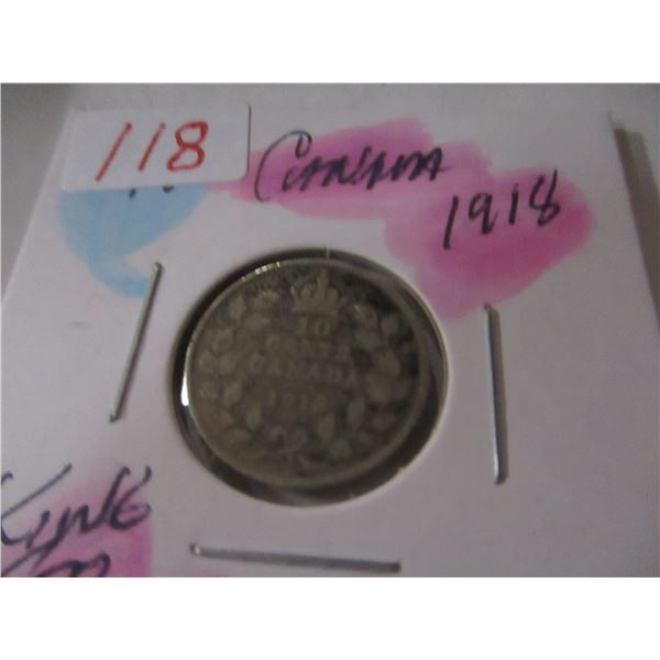 1918 CANADA KING GEORGE V SILVER DIME