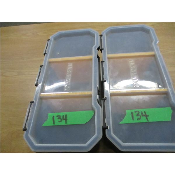 2 - PLASTIC STORAGE BOXES C/W COMPARTMENTS