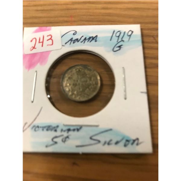 1919 G CANADA SILVER FIVE CENT