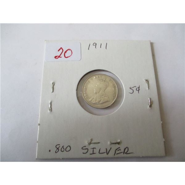 1911 CANADA SILVER FIVE CENT