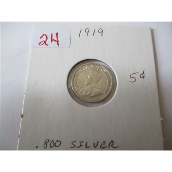 1919 CANADA SILVER FIVE CENT