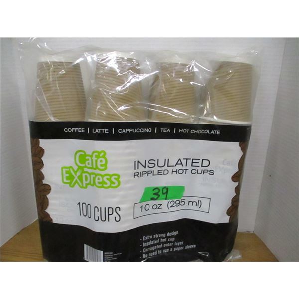 DISPOSABLE INSULATED COFFEE CUPS (100 X 10 OUNCE CUPS)