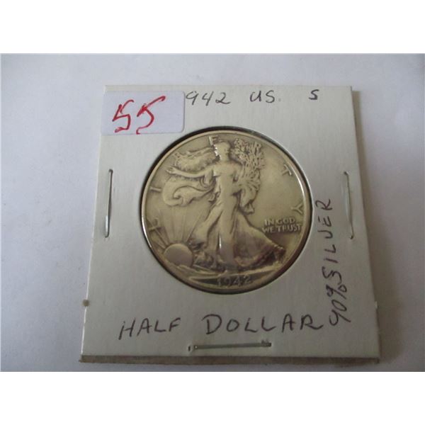 1942S USA SILVER 50 CENT