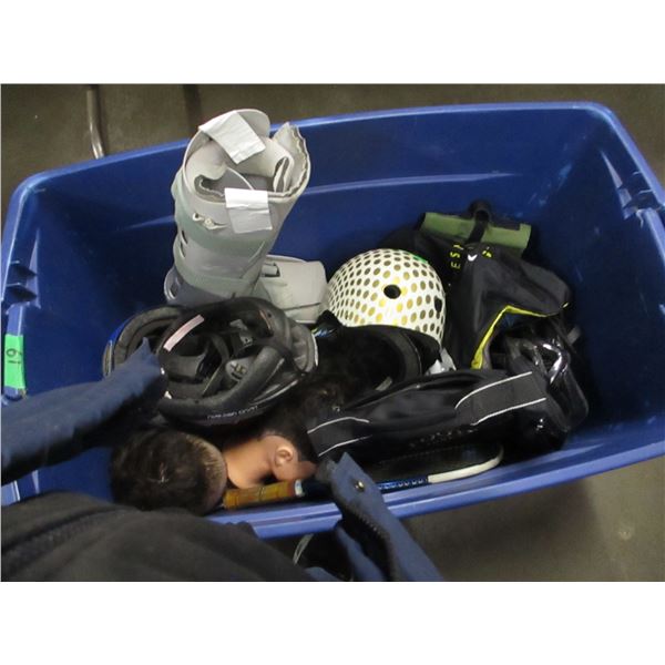 BLUE TOTE C/W BIKE HELMETS, BAGS, ETC