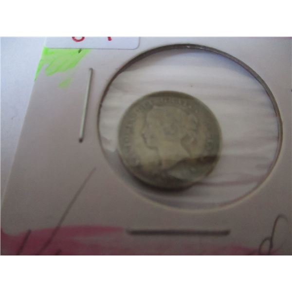 1896 CANADA VICTORIAN SILVER FIVE CENT