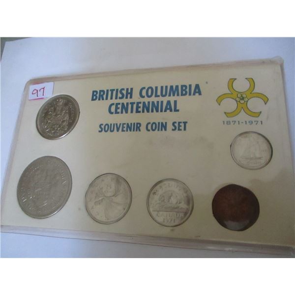 1871 - 1971 BRITISH COLUMBIA COIN SET