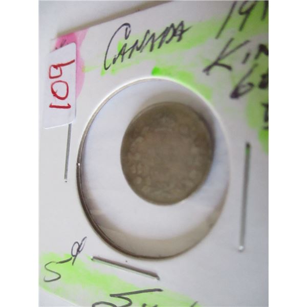 1919 CANADA KING GEORGE V SILVER FIVE CENT