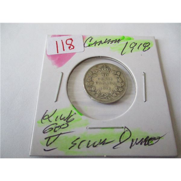 1968 CANADA KING GEORGE V SILVER DIME