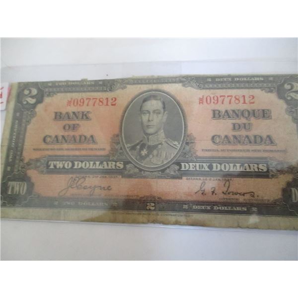 1937 CANADA KING GEORGE VI LEGAL TENDER $2 BILL