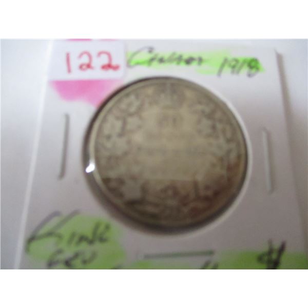 1918 CANADA KING GEORGE V SILVER HALF DOLLAR