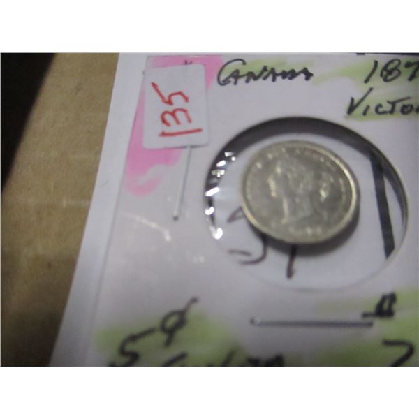 1870 CANADA VICTORIAN SILVER FIVE CENT
