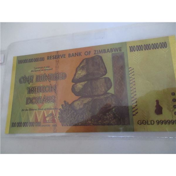 BANK OF ZIMBABWE 100 TRILLION DOLLAR BANK NOTE