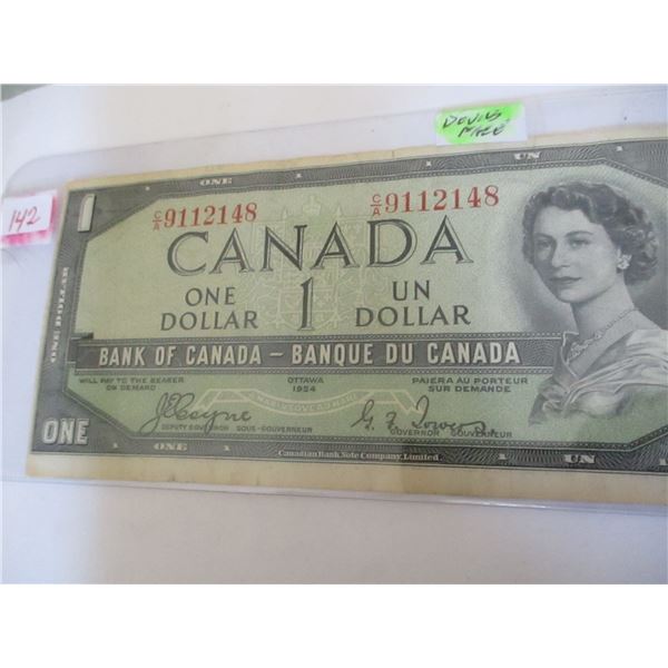 1954 CANADA SCARCE DEVILS FACE $1 BILL