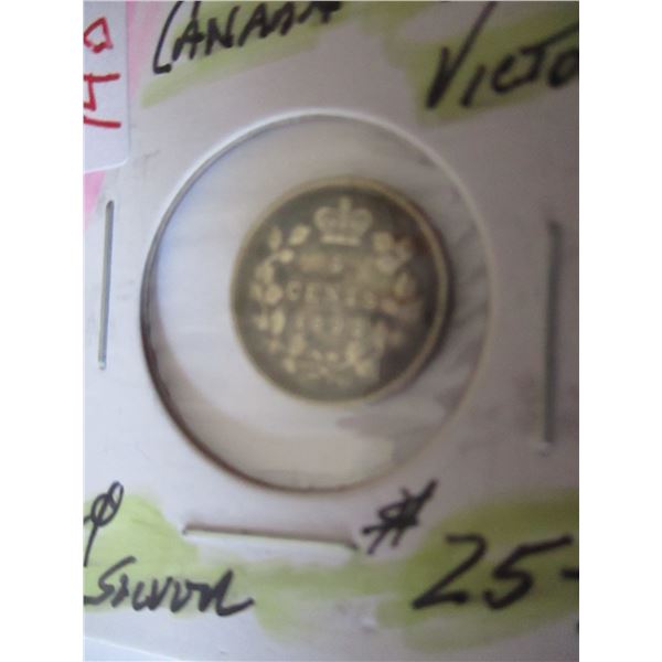 1893 CANADA VICTORIAN SILVER FIVE CENT