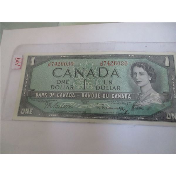 1954 CANADA $1 BILL