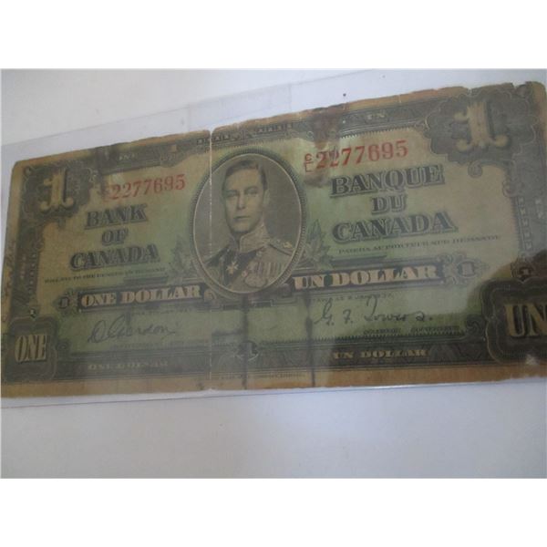 1937 LEGAL TENDER CANADA $1 BILL