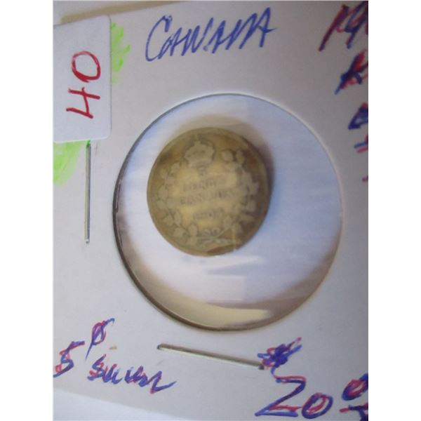 1904 CANADA KING EDWARD VII SILVER FIVE CENT