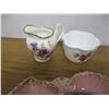 Image 2 : COLLECTABLE:  PINK THREE COMPARTMENT DISH, SET OF SHELLY ENGLISH CREAM 