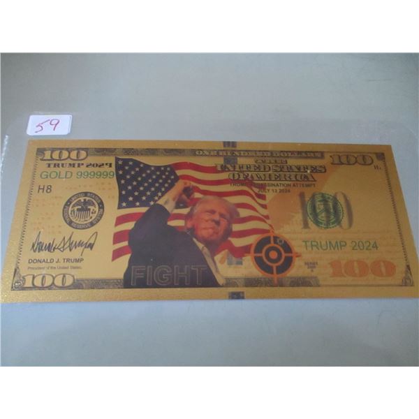 2024 PRESIDENT TRUMP 999 GOLD SHIELD DOLLAR (NOT LEGAL TENDER)