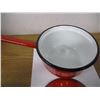 Image 1 : COLLECTABLE:  RED ENAMEL POT C/W LID