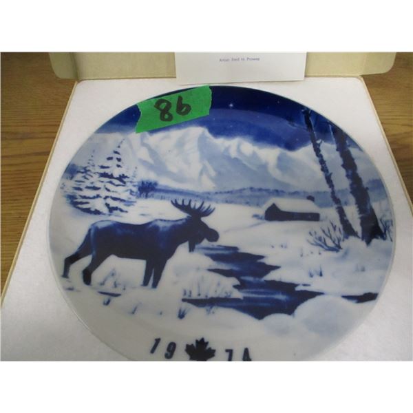 COLLECTABLE:  1974 CHRISTMAS PLATE "THE MOOSE" BY PROWSE