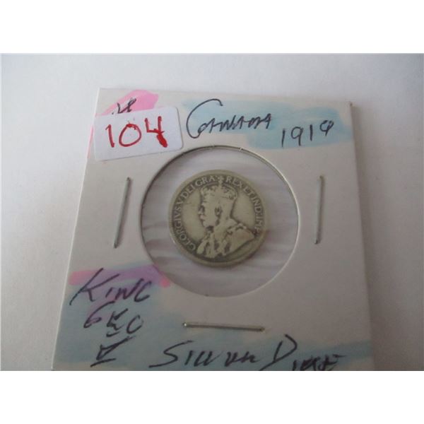 1919 CANADA KING GEORGE V SILVER DIME