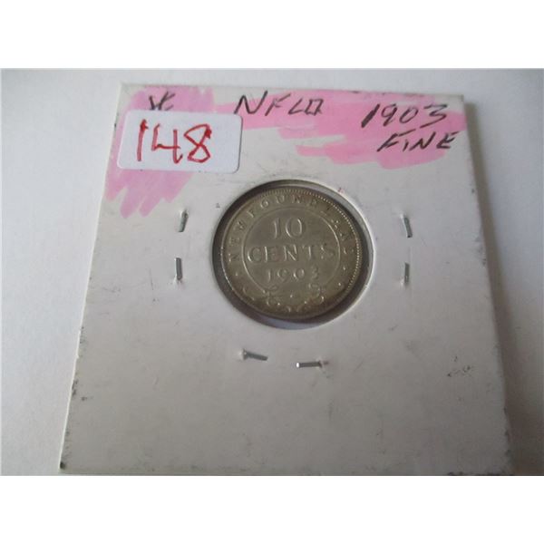 1903 NEWFOUNDLAND KING EDWARD VII SILVER TEN CENT