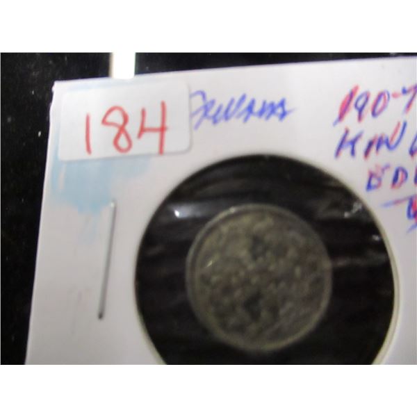 1907 CANADA KING EDWARD VII SILVER FIVE CENT