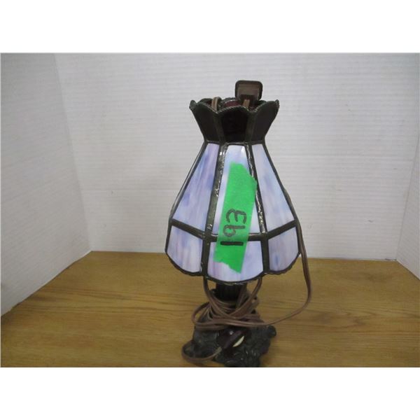 CAST BASE LAMP C/W TIFFANY STYLE SHADE